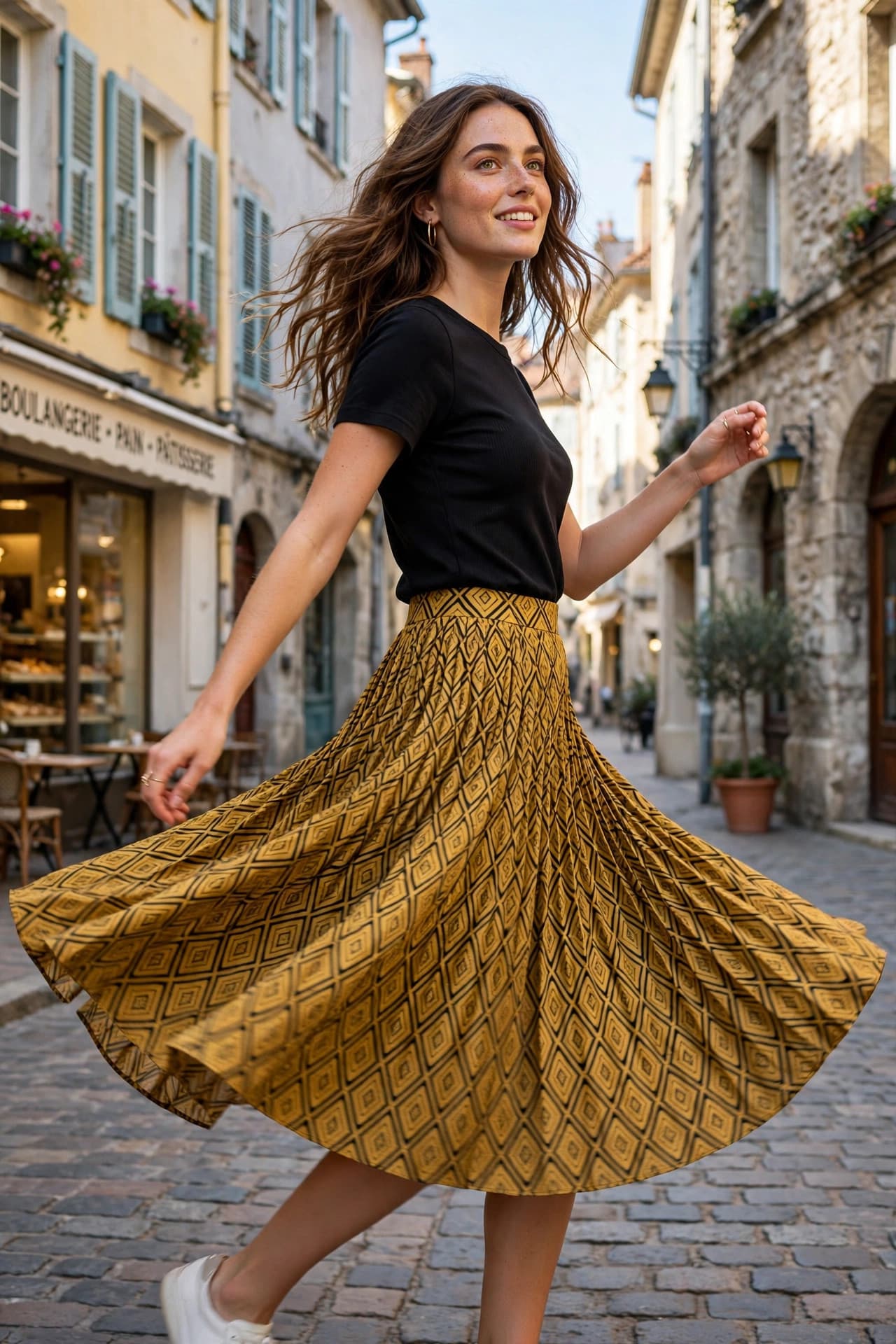 Styled inspiration for Mittoshop Printed Midi Skirt